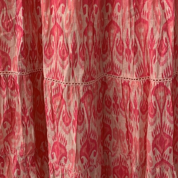 La Plage Breakers Maxi Skirt in Ikat Corals on‎ Gold Lurex size L summer boho - Picture 13 of 13